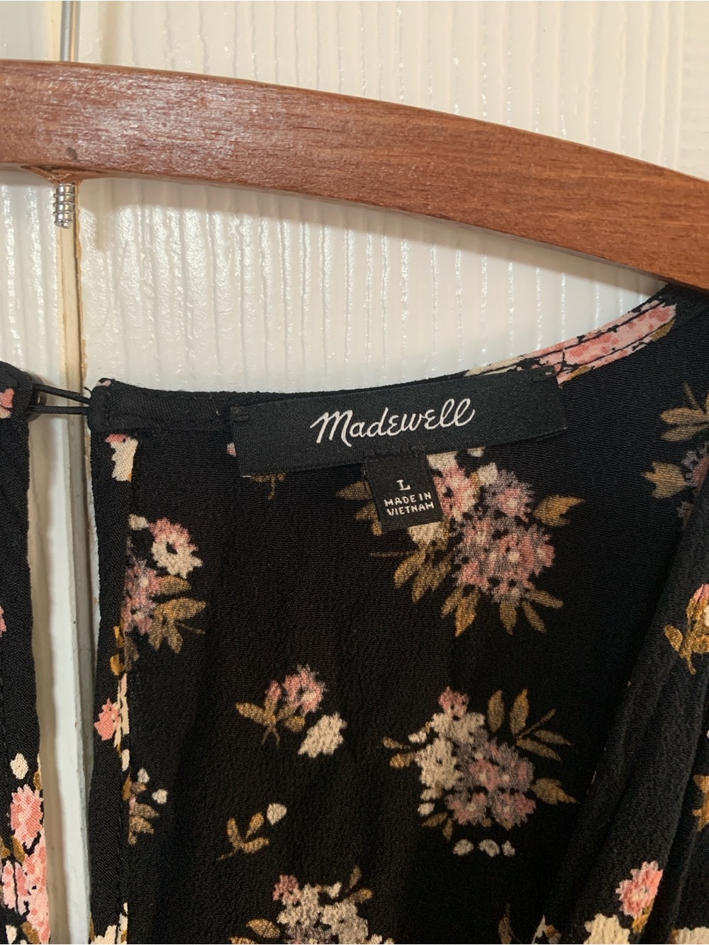 Madewell Floral V-Neck Wide-Leg Jumpsuit - Black with Pink Flowers szL - Picture 9 of 13